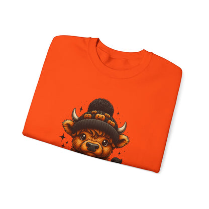 Halloween Cow Calf in Pumpkin Crewneck Sweatshirt