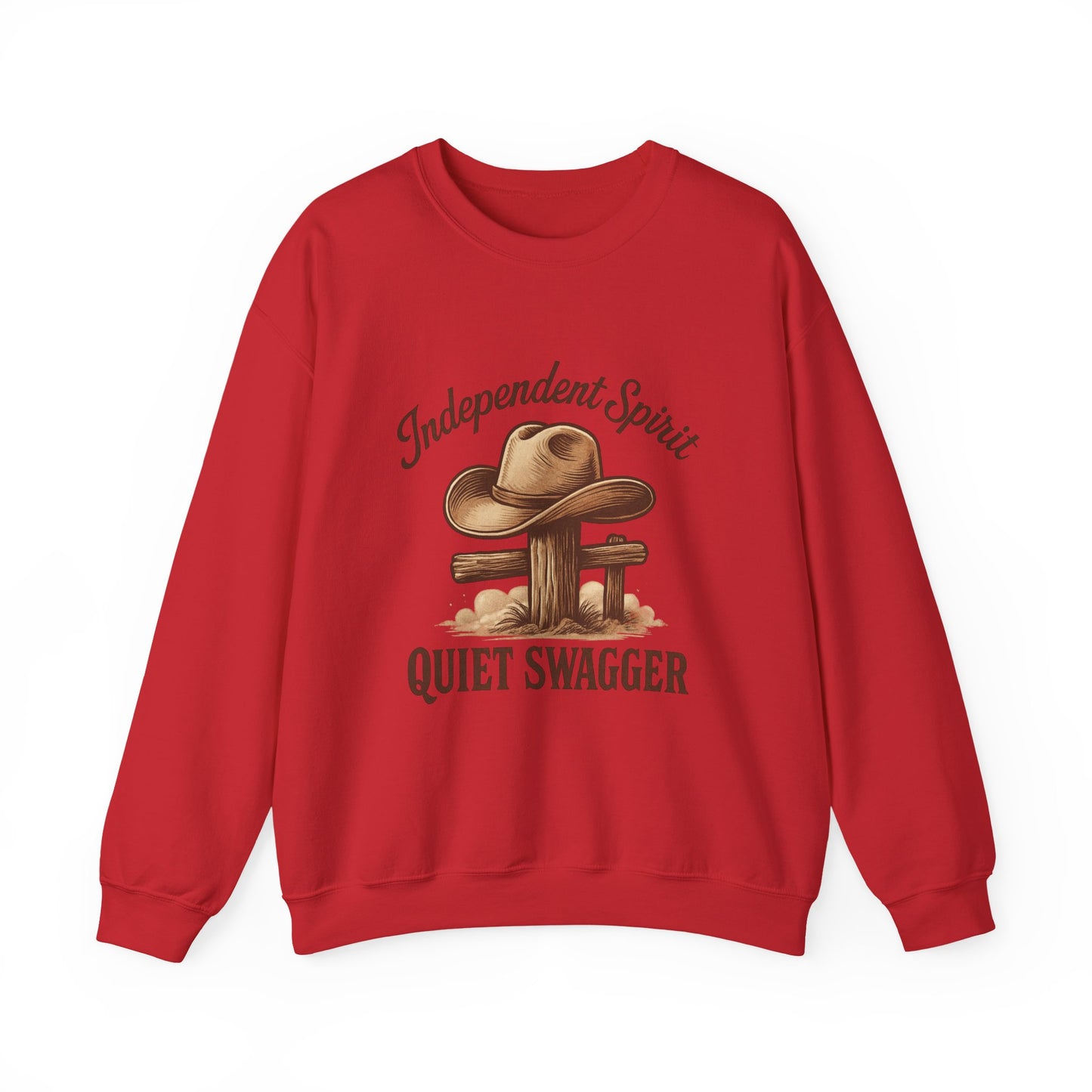 Crewneck Sweatshirt — "Independent Spirit, Quiet Swagger" Western Hat Graphic