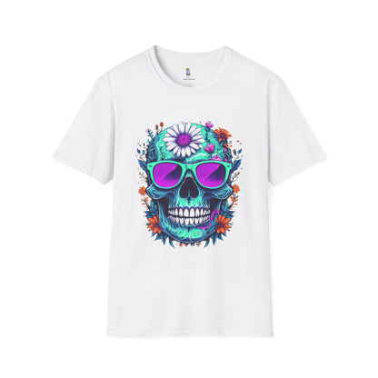 Vibrant Skull Graphic Tee, Edgy Unisex T-Shirt, Festival Wear, Vintage Inspired Tops, Halloween Must-Have, Cool Casual Style