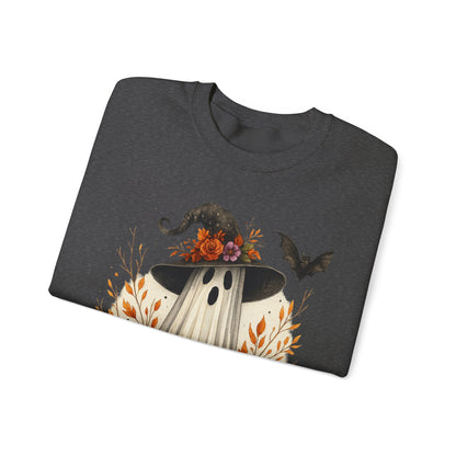 Halloween Ghost Crewneck Sweatshirt, Cozy Fall Apparel, Cute Ghost Design, Pumpkin Sweatshirt, Unisex Halloween Gift