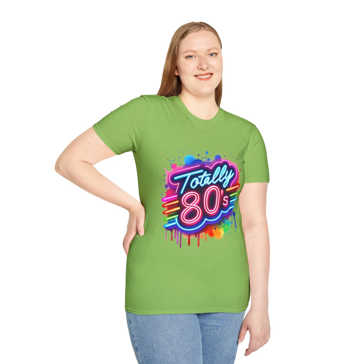 Totally 80s Unisex Softstyle T-Shirt – Retro Vintage Tee, Nostalgic Gift, Party Shirt, Perfect for 80s Theme Events, Festival Wear