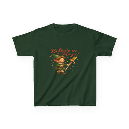 Believe in the Magic Elf & Dino Christmas Kids Tee