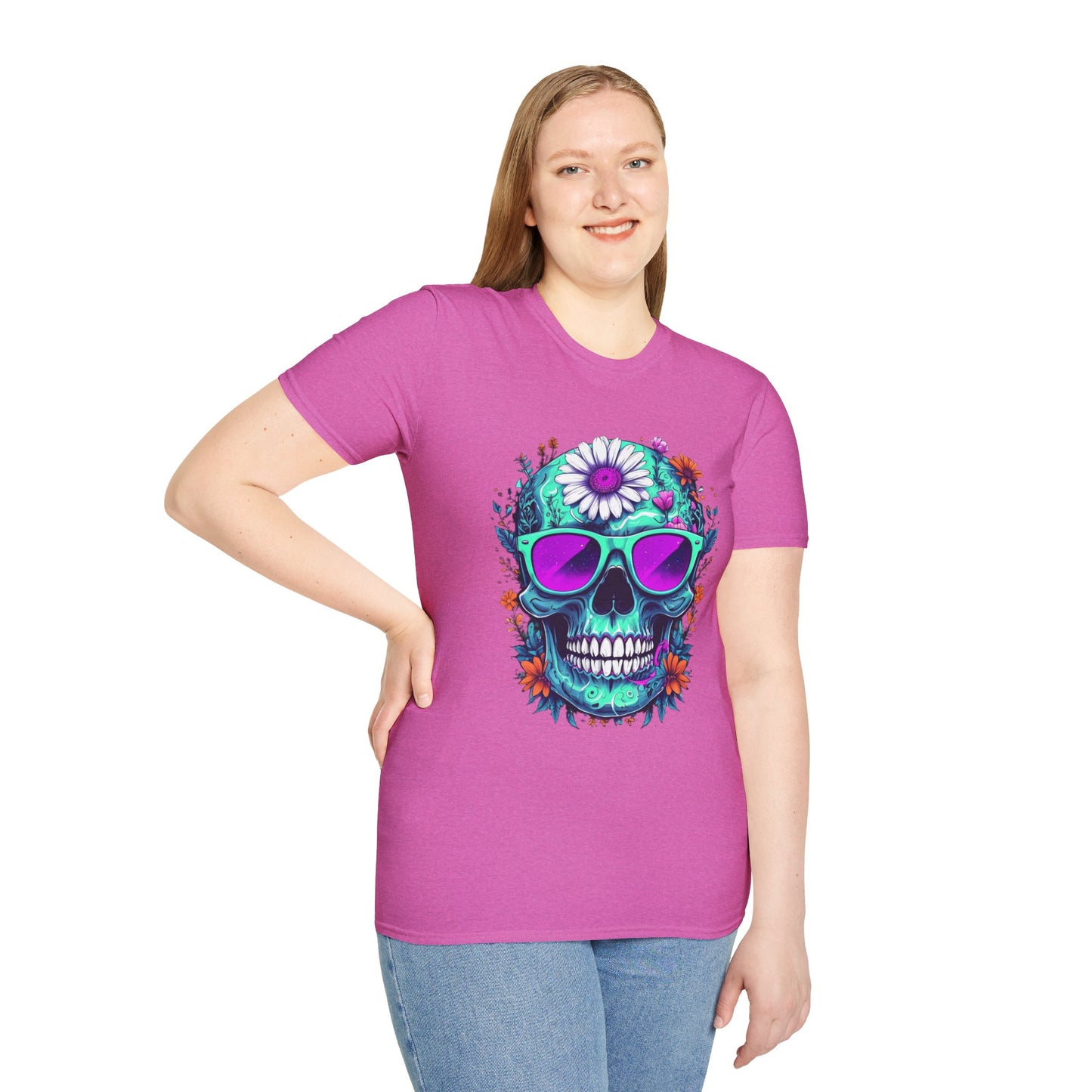 Vibrant Skull Graphic Tee, Edgy Unisex T-Shirt, Festival Wear, Vintage Inspired Tops, Halloween Must-Have, Cool Casual Style