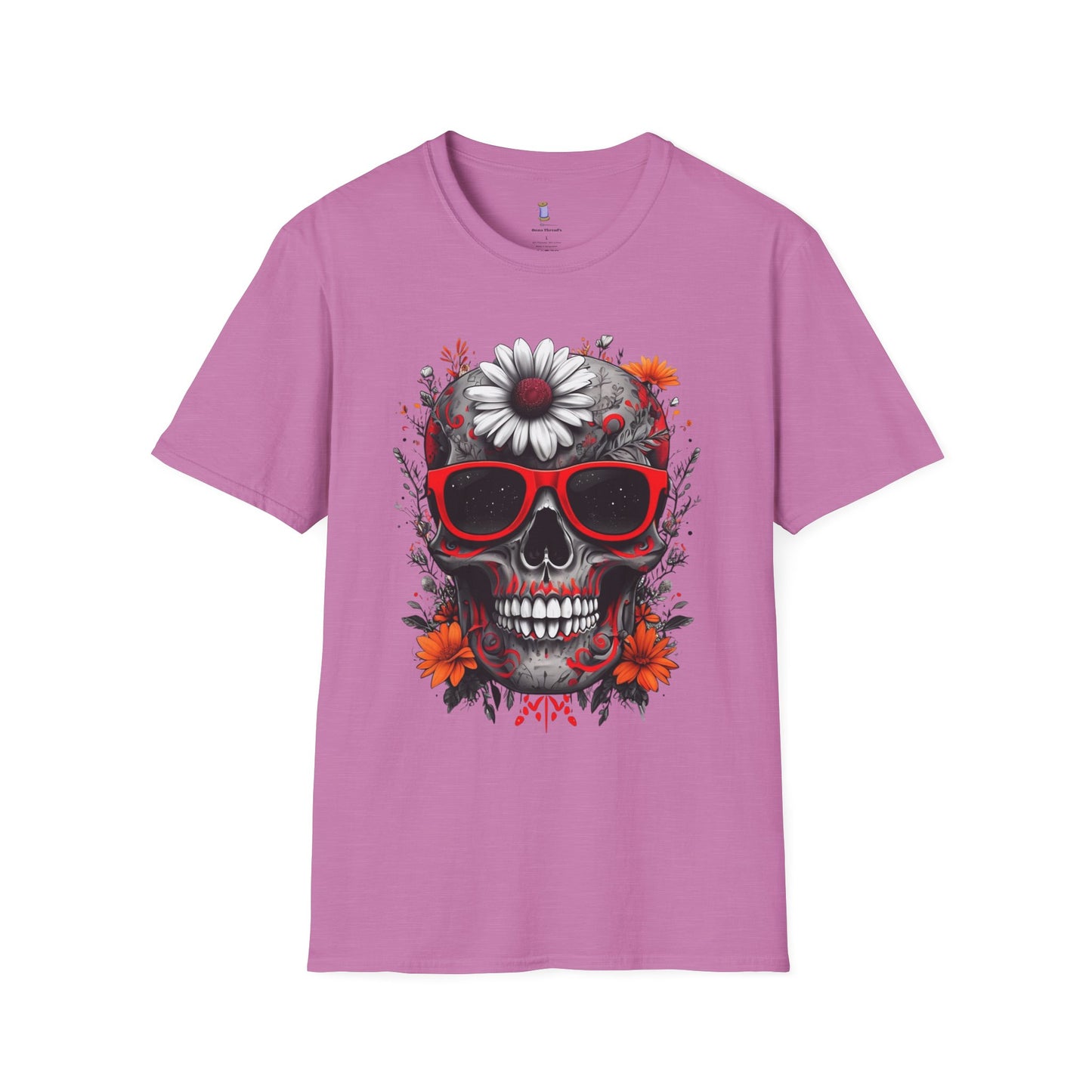 Skull & Flower Graphic T-Shirt, Unisex Casual Tee, Edgy Fashion Wear, Festival Outfit, Gift for Halloween & Day of the Dead