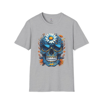 Bohemian Skull T-Shirt - Artistic Graphic Tee for Music Lovers, Festival Attire, Unique Gift, Unisex Softstyle Top