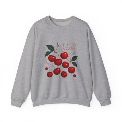 Cherry Coated Crewneck Sweatshirt — Retro Cherry Graphic Pullover