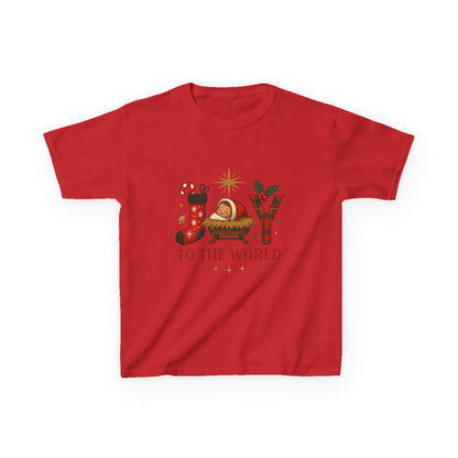 Joy to the World Dino Christmas Kids Tee