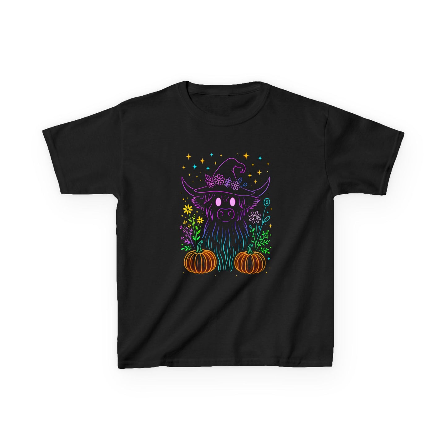 Halloween Highland Cow Tee - Spooky & Cute Kids Shirt