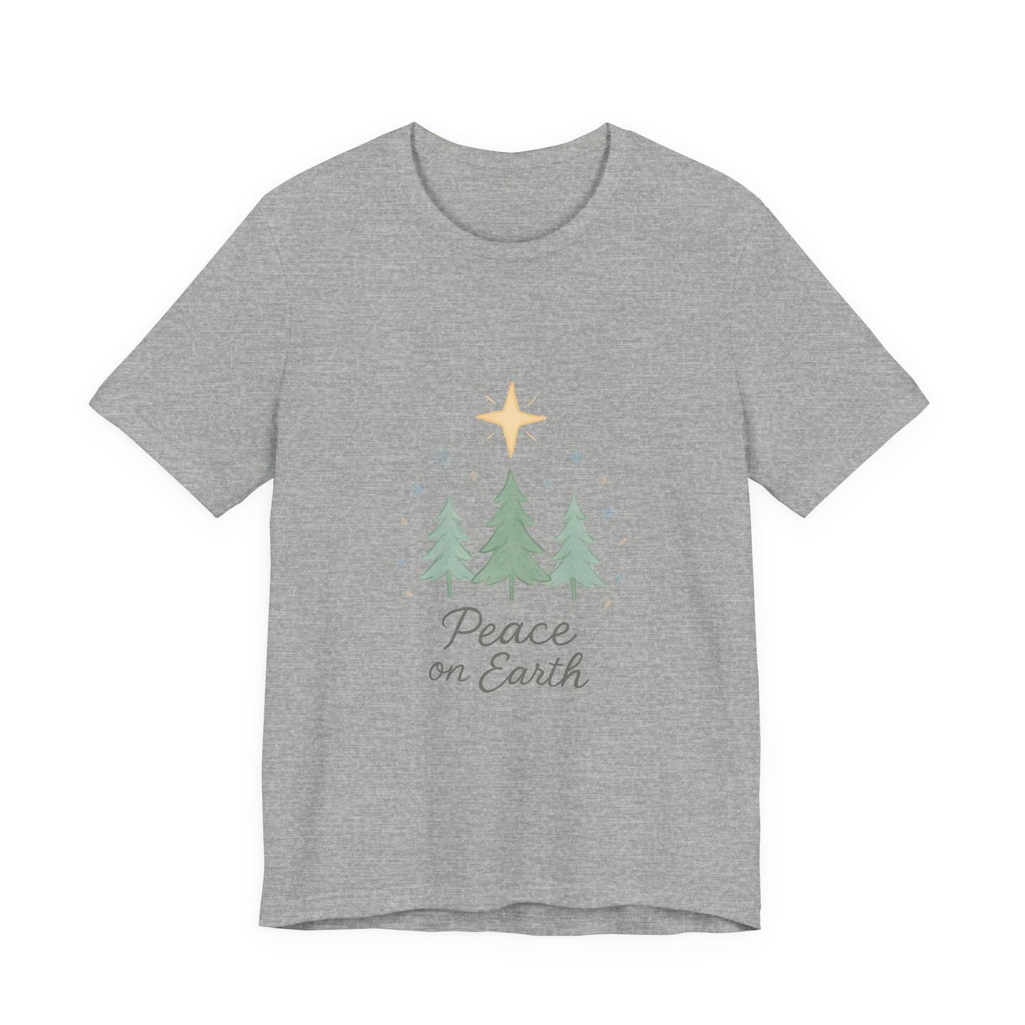 Peace on Earth Christmas Tee — Holiday Pine Tree Graphic Shirt