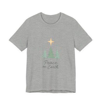 Peace on Earth Christmas Tee — Holiday Pine Tree Graphic Shirt