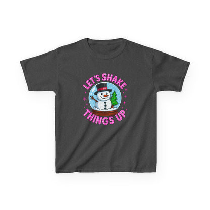 Shake Things Up! Snowman & Dino Christmas Kids Tee