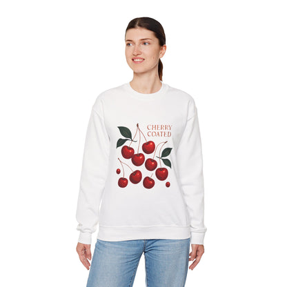 Cherry Coated Crewneck Sweatshirt — Retro Cherry Graphic Pullover