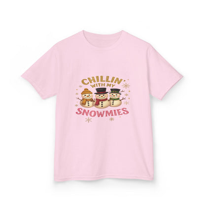 Chillin' with My Snowmies - Holiday Dinosaur Kids Tee
