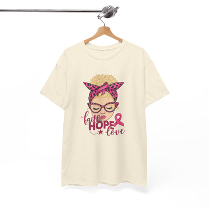 Hope Love Pink Ribbon Tee - Breast Cancer Awareness