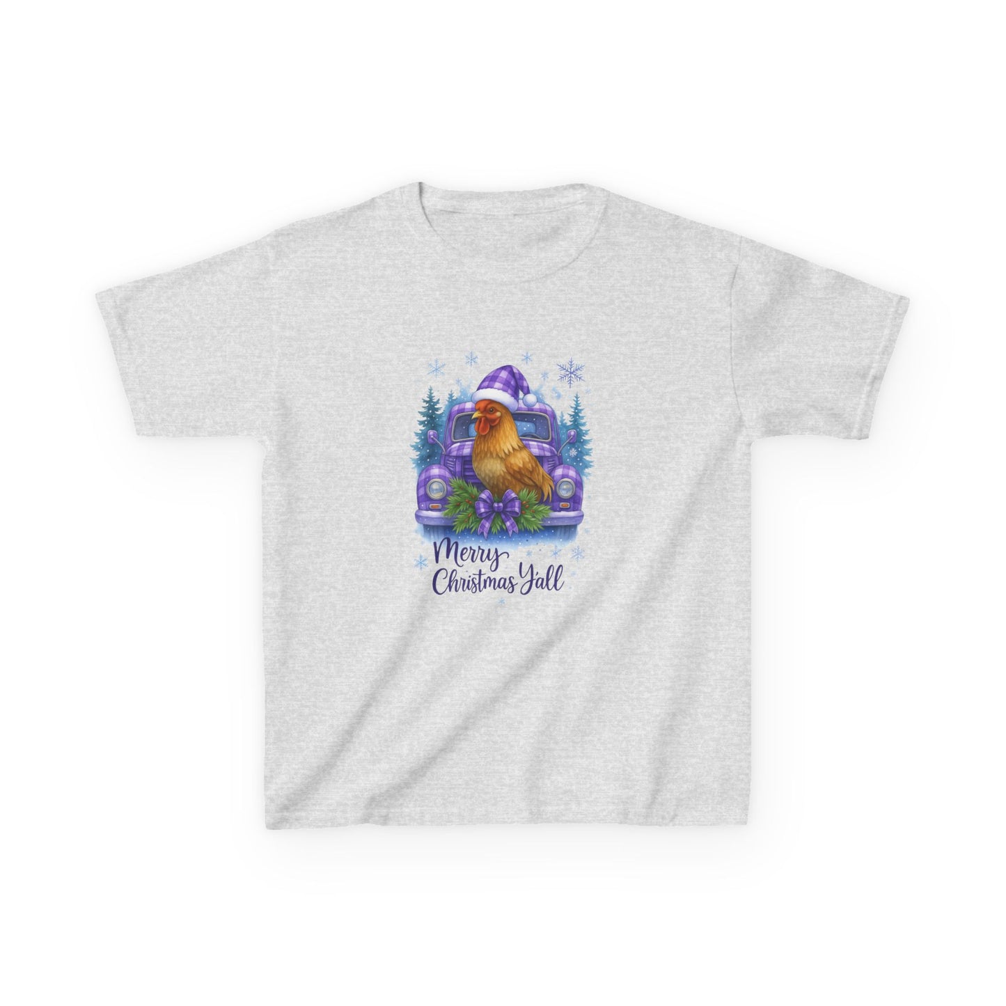 Merry Christmas Y'all Chicken Truck Tee - Kids Holiday Shirt