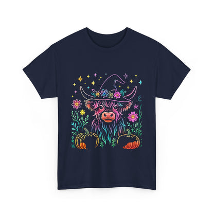🎃 Magical Highland Cow Tee – Witchy Pumpkin Farm Shirt