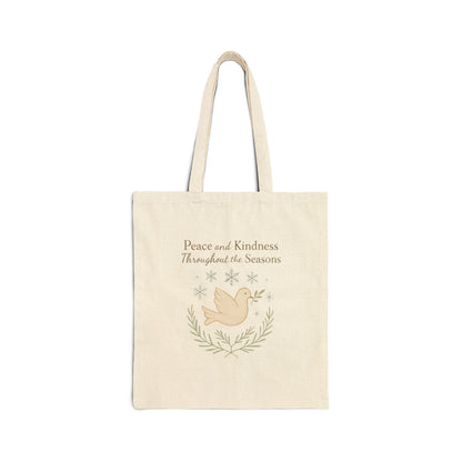 Peace and Kindness Throughout the Seasons Cotton Canvas Tote