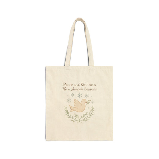 Peace and Kindness Throughout the Seasons Cotton Canvas Tote
