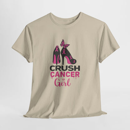 Crush Cancer Girl Tee: High Heels, Pink Ribbon, Hope