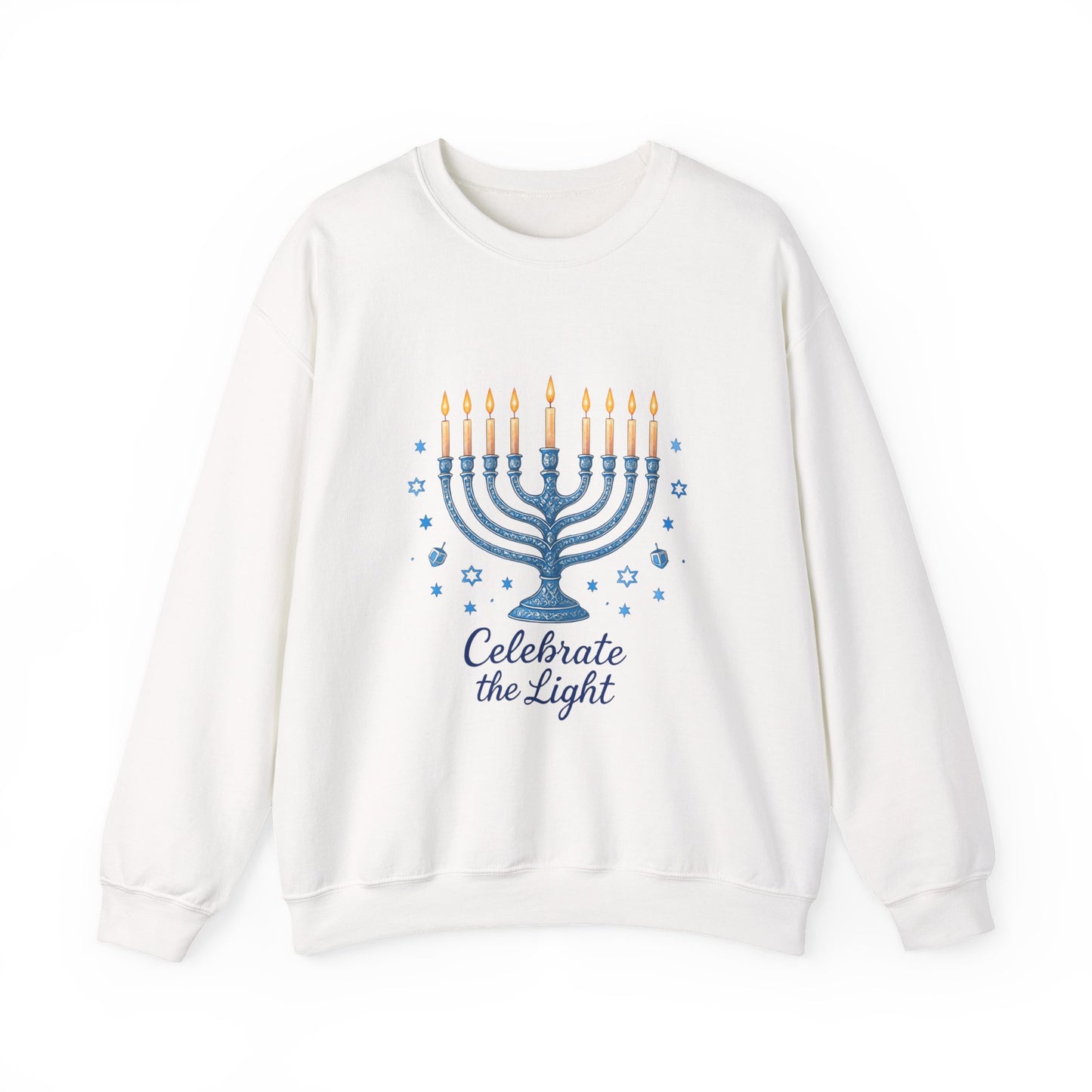 Hanukkah Menorah Sweatshirt - "Celebrate the Light" Holiday Crewneck