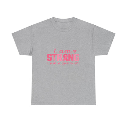 I AM STRONG - Pink Ribbon Breast Cancer Awareness Tee
