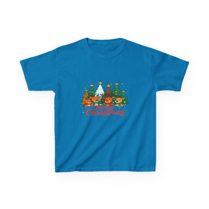 Merry Christmas Reindeer & Dino Trees Kids Tee