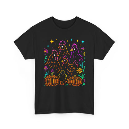 Autumn Glow Chicken Tee – Colorful Farmhouse Pumpkin Shirt