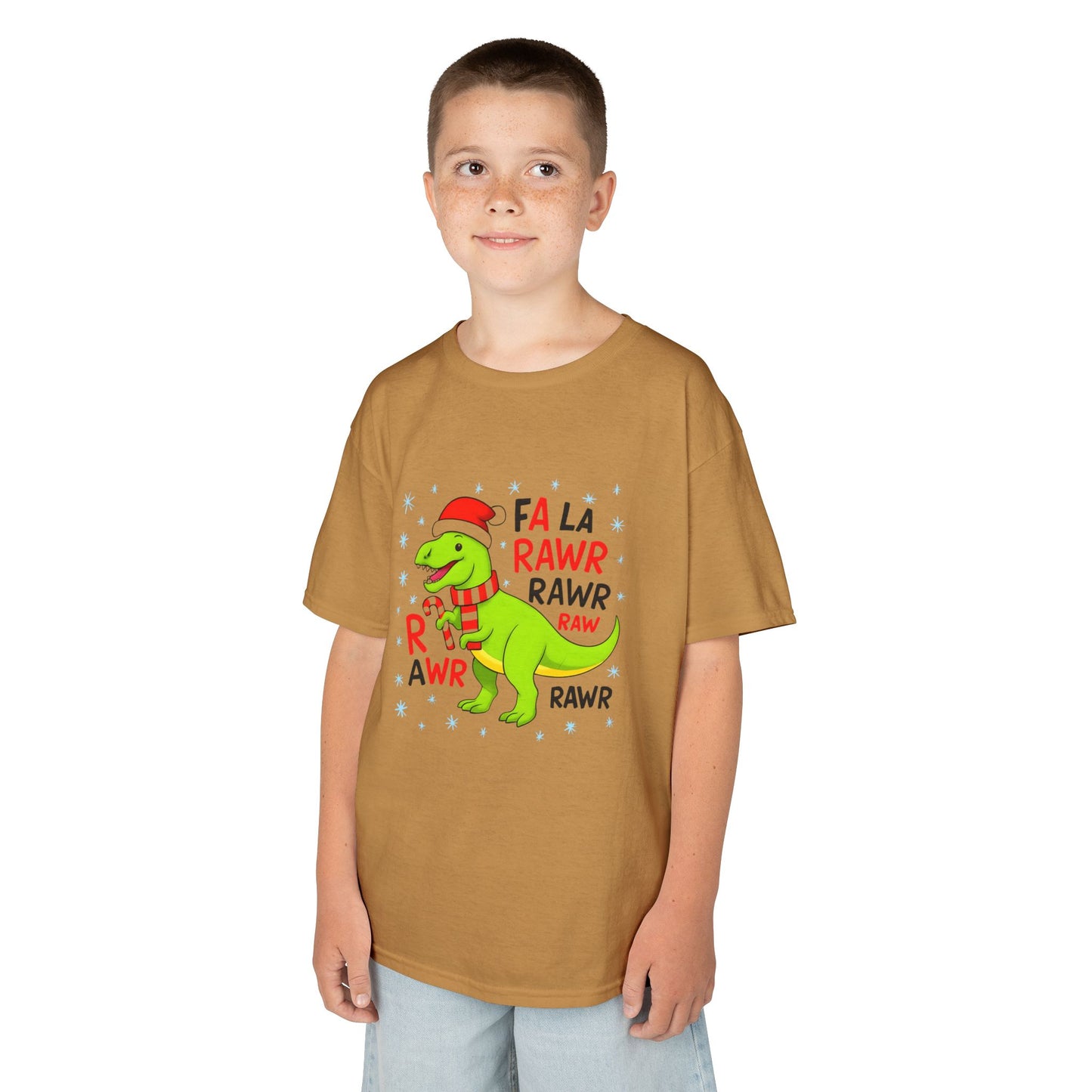 Holiday Dinosaur Kids Tee, Christmas Shirt, Fun Dinosaur T-Shirt, Kids Party Outfit, Cute Graphic Tee, Gift for Kids