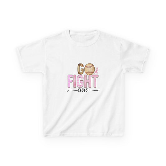 Go Fight Cure Baseball Pink Ribbon Kids Christmas Tee