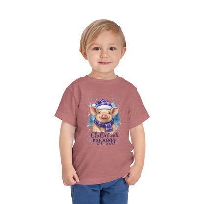 Chillin' Piggy Toddler Christmas Tee