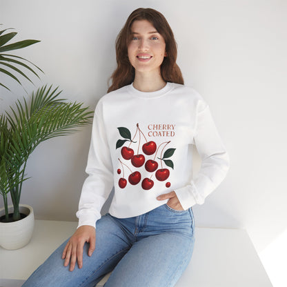 Cherry Coated Crewneck Sweatshirt — Retro Cherry Graphic Pullover