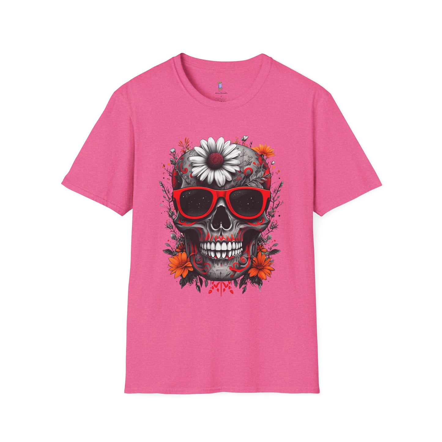 Skull & Flower Graphic T-Shirt, Unisex Casual Tee, Edgy Fashion Wear, Festival Outfit, Gift for Halloween & Day of the Dead