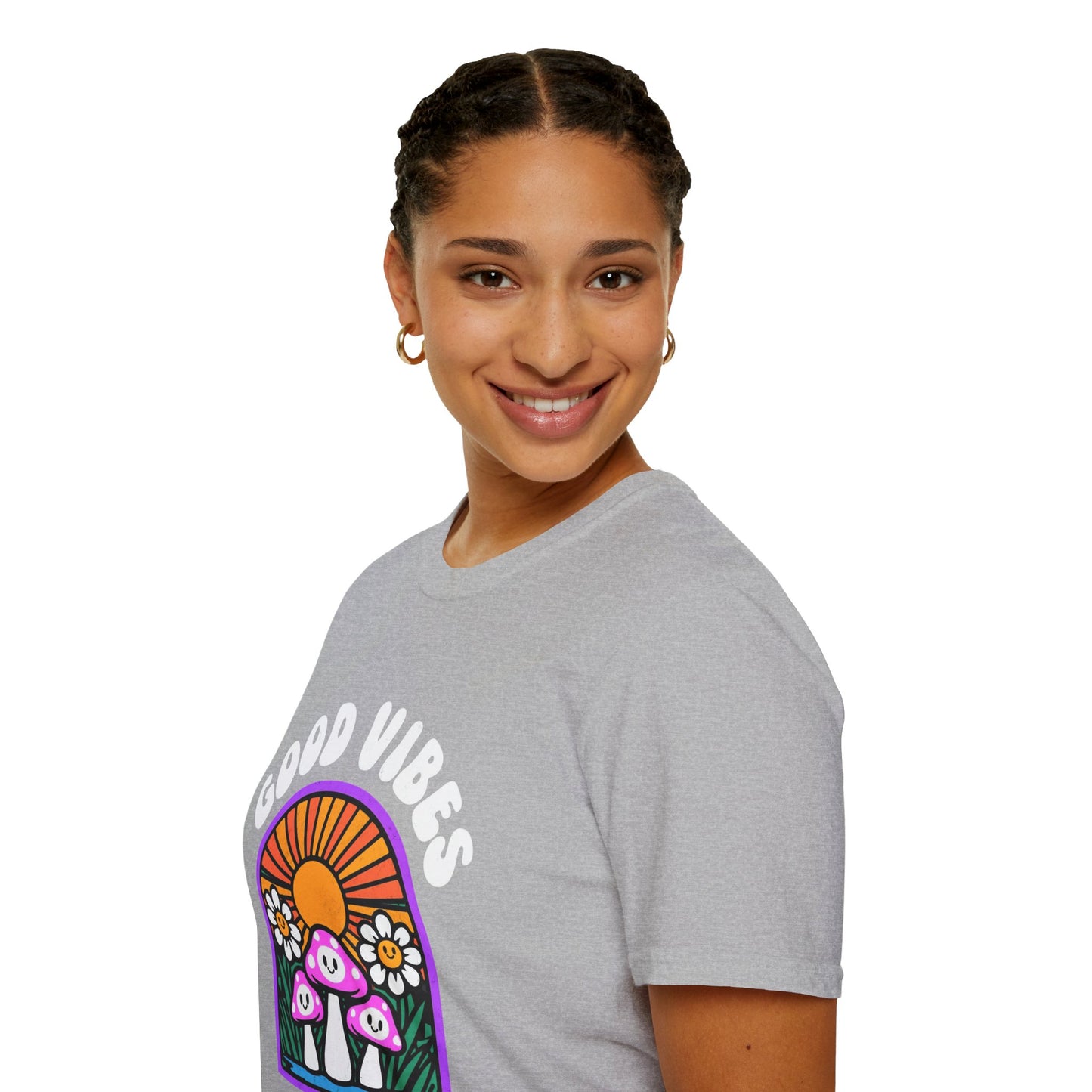 Good Vibes Unisex Softstyle T-Shirt | Retro Graphic Tee | Summer Vibe Shirt | Festival Fashion | Relaxed Fit Casual Top