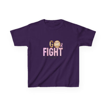 Go Fight Cure Baseball Pink Ribbon Kids Christmas Tee