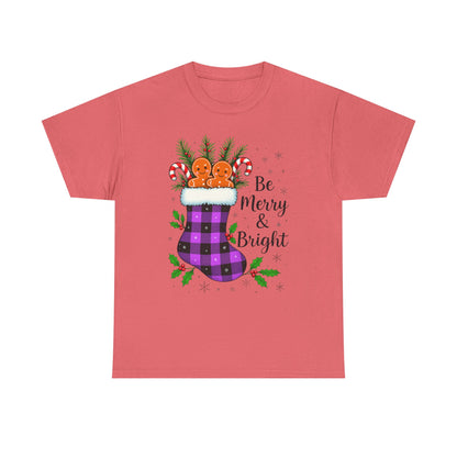 Buffalo Plaid Stocking Unisex Tee - Be Merry & Bright