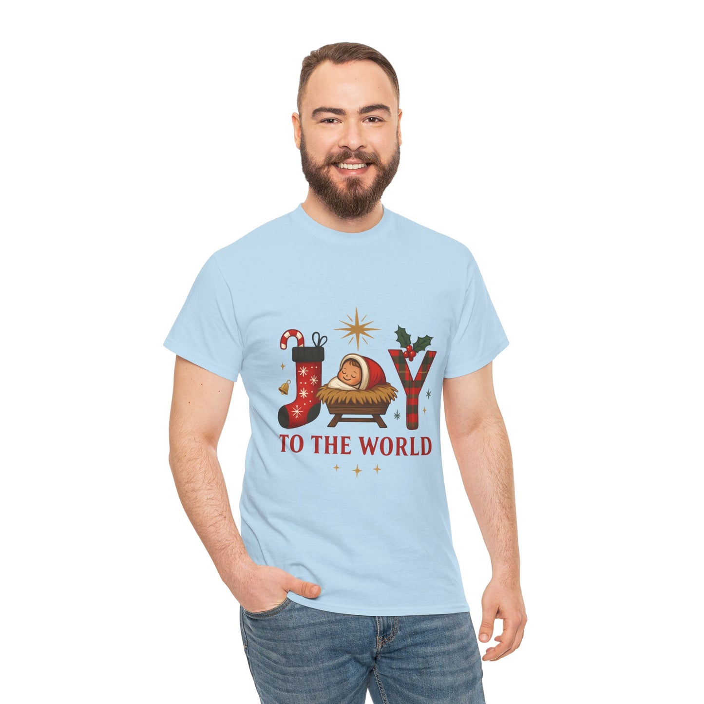 Christmas Joy Unisex Tee with Baby Jesus Illustration