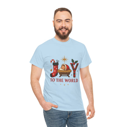 Christmas Joy Unisex Tee with Baby Jesus Illustration