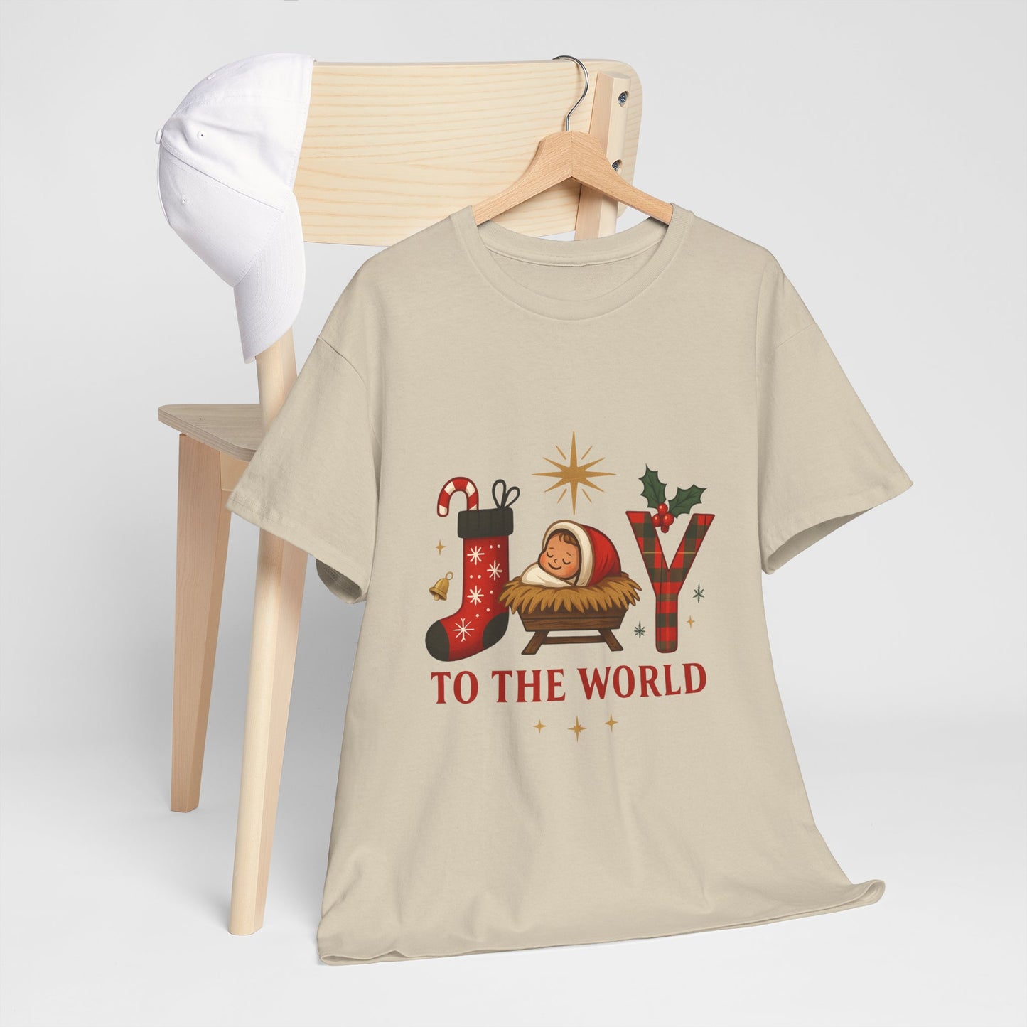 Christmas Joy Unisex Tee with Baby Jesus Illustration