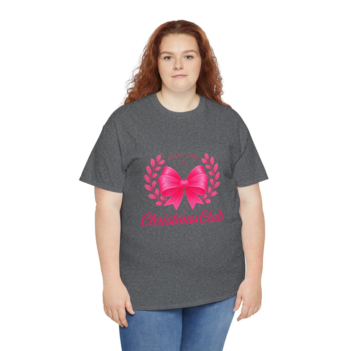 Christmas Tee with Pink Bow and Candy Cane Christmas Club Text