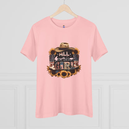 Rustic American Girl Tee, Country Style Shirt, Summer Outfit, Gift for Her, Everyday Casual Wear, Farmhouse Fashion