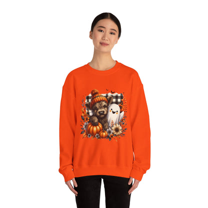 Cute Halloween Dog & Ghost Crewneck Sweatshirt