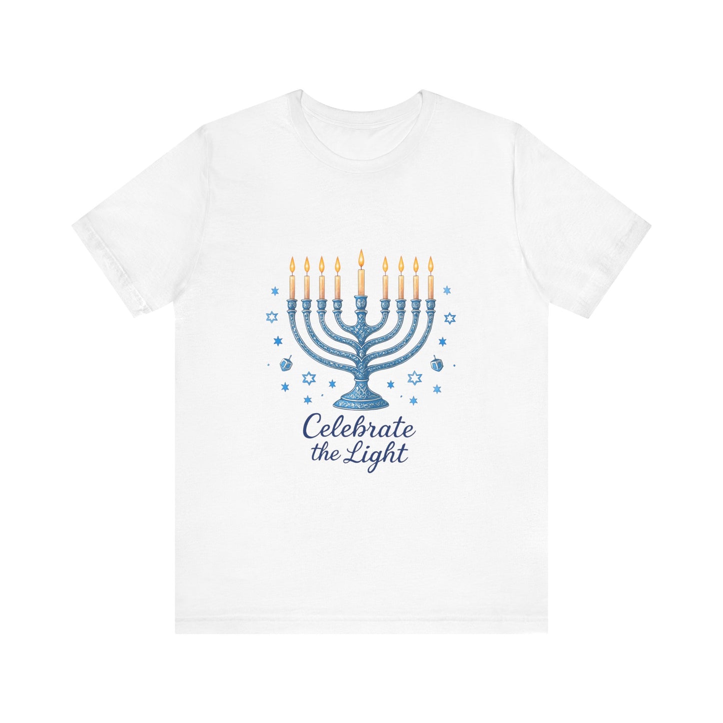 Hanukkah Menorah Tee — "Celebrate the Light" Holiday T‑Shirt