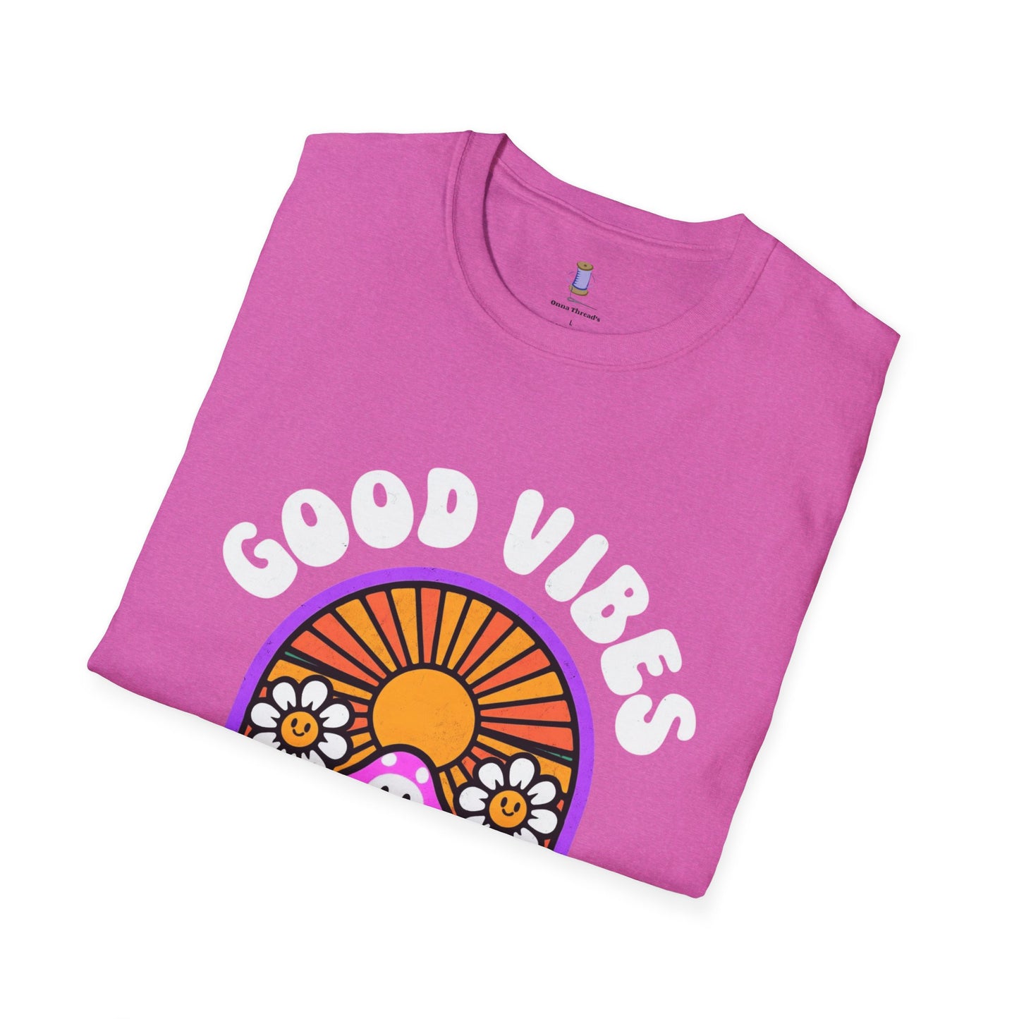 Good Vibes Unisex Softstyle T-Shirt | Retro Graphic Tee | Summer Vibe Shirt | Festival Fashion | Relaxed Fit Casual Top