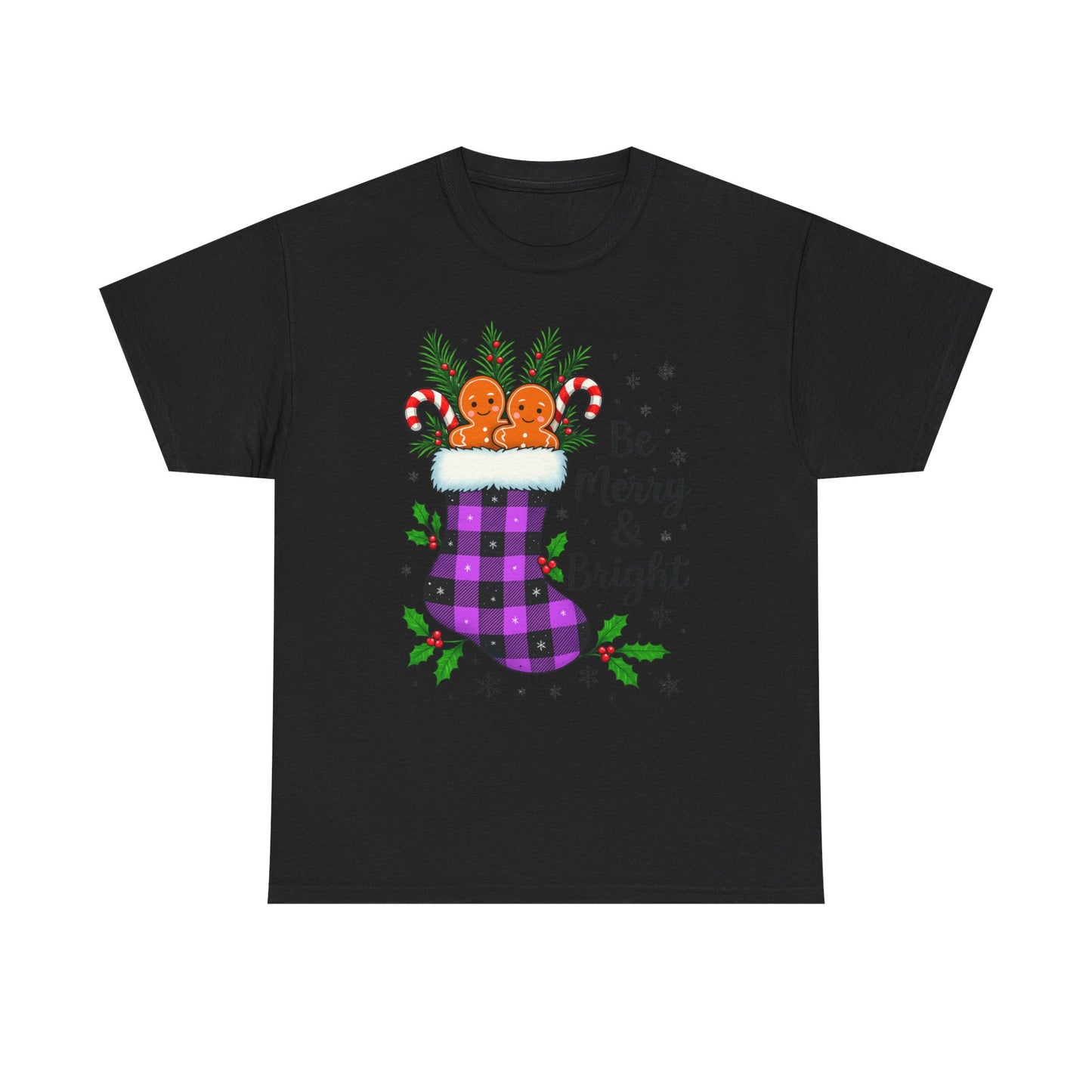 Buffalo Plaid Stocking Unisex Tee - Be Merry & Bright