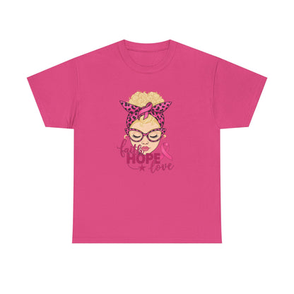 Hope Love Pink Ribbon Tee - Breast Cancer Awareness