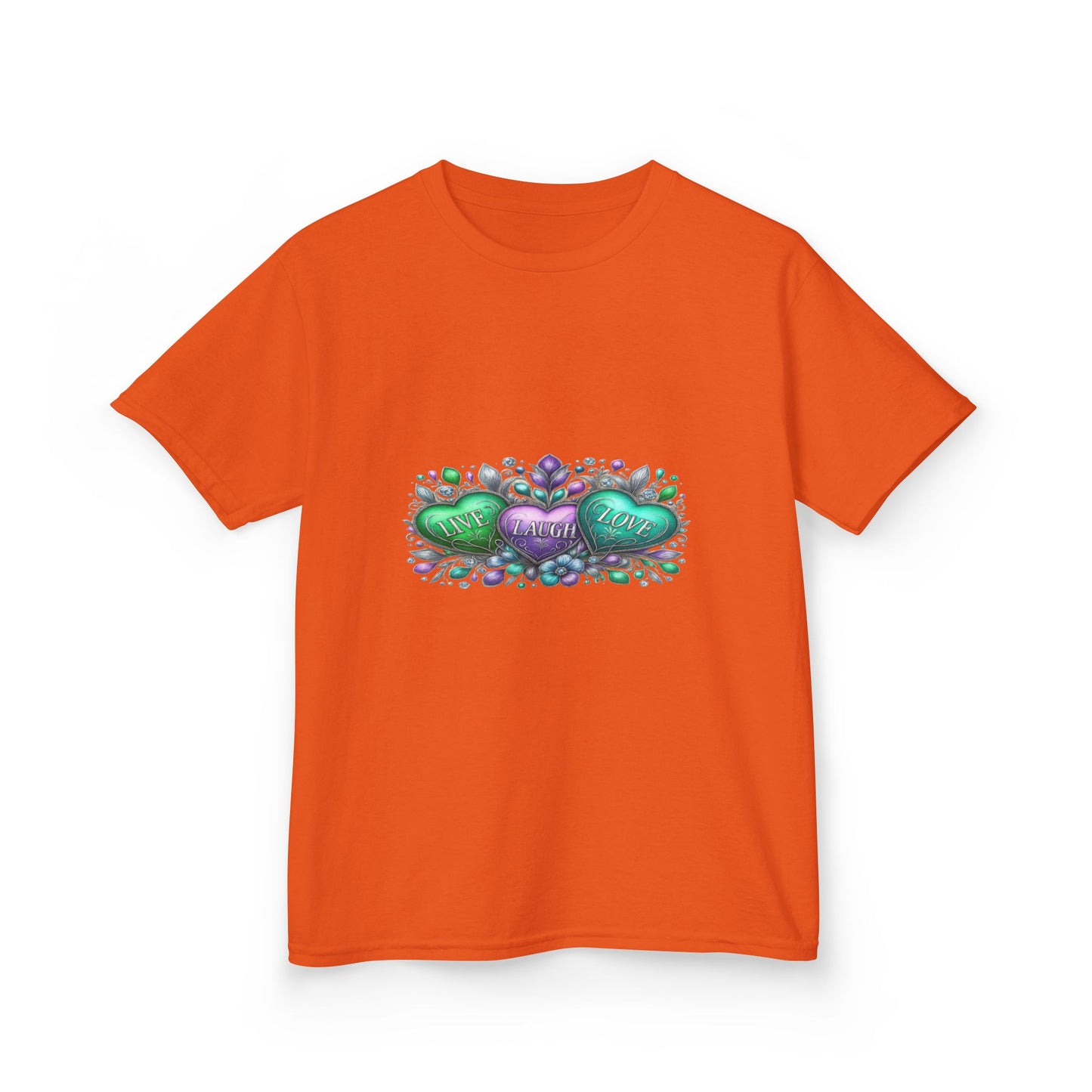 Live Laugh Love Dinosaur Heart Kids Christmas Tee