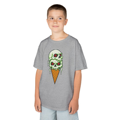 Kids Skull Ice Cream Tee, Cute T-Shirt for Kids, Halloween Apparel, Year-Round Fun, Trendy Summer Wear, Unique Gift Idea