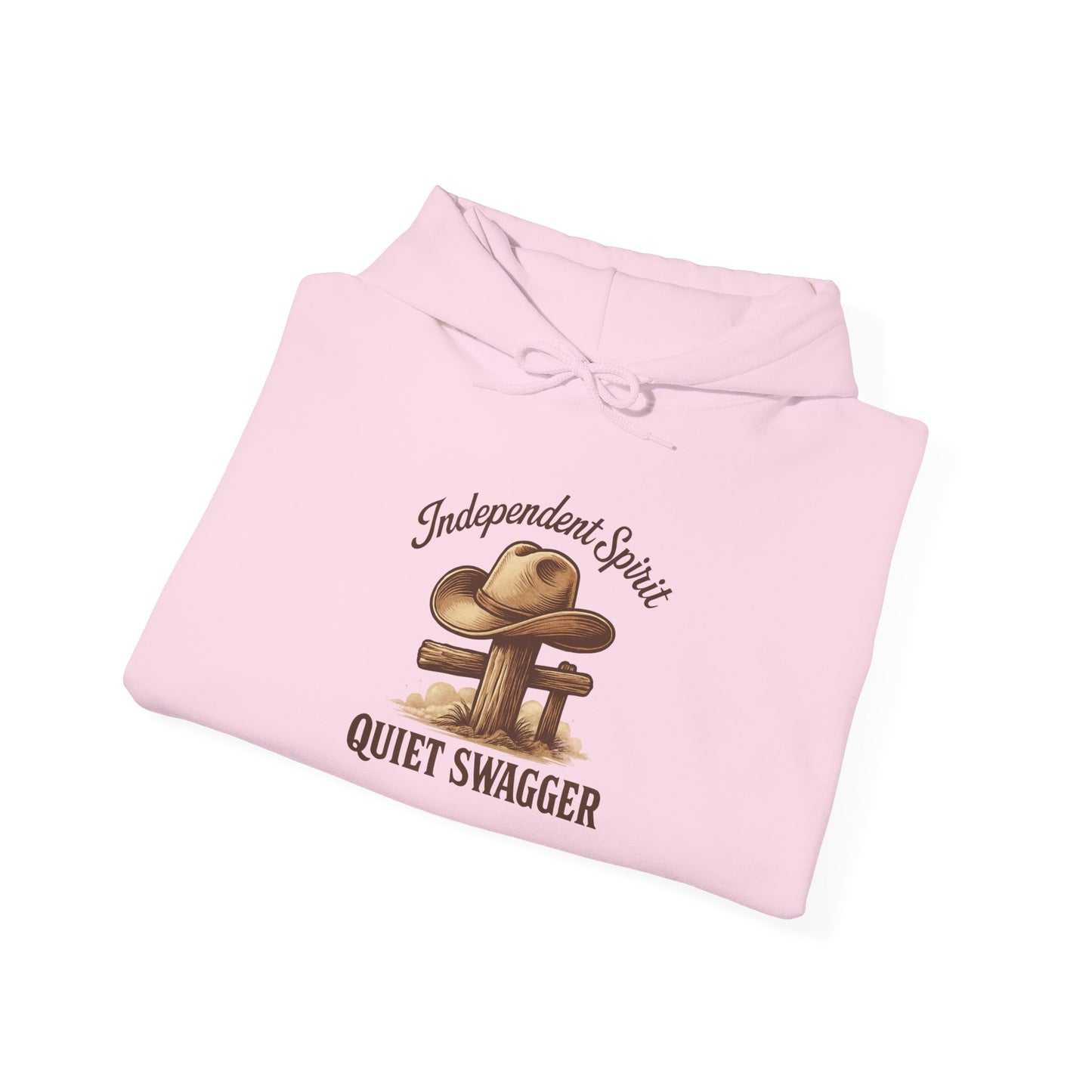 Quiet Swagger Hoodie – "Independent Spirit" Cowboy Hat Graphic Pullover