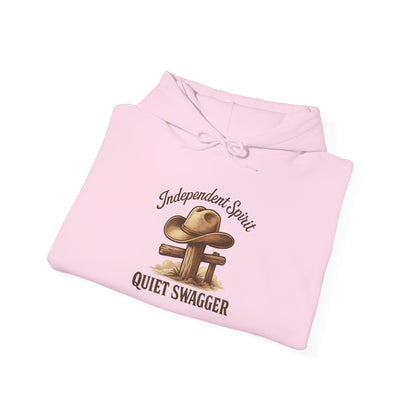 Quiet Swagger Hoodie – "Independent Spirit" Cowboy Hat Graphic Pullover