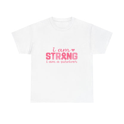 I AM STRONG - Pink Ribbon Breast Cancer Awareness Tee